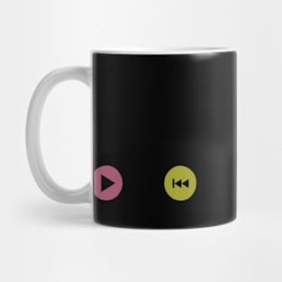 Little Music Player Icons Polka Dots (Multicolor on Black) Mug